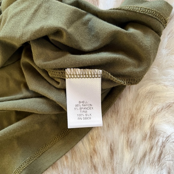 Antonio Melani Olive Green Silk Trim Cowl Neck Top - Picture 5 of 6